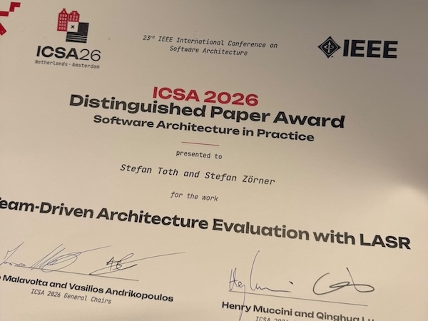 Teaser-Bild für Scientific Paper (PDF): Paper, ICSA 2026: Team-Driven Architecture Evaluation with LASR